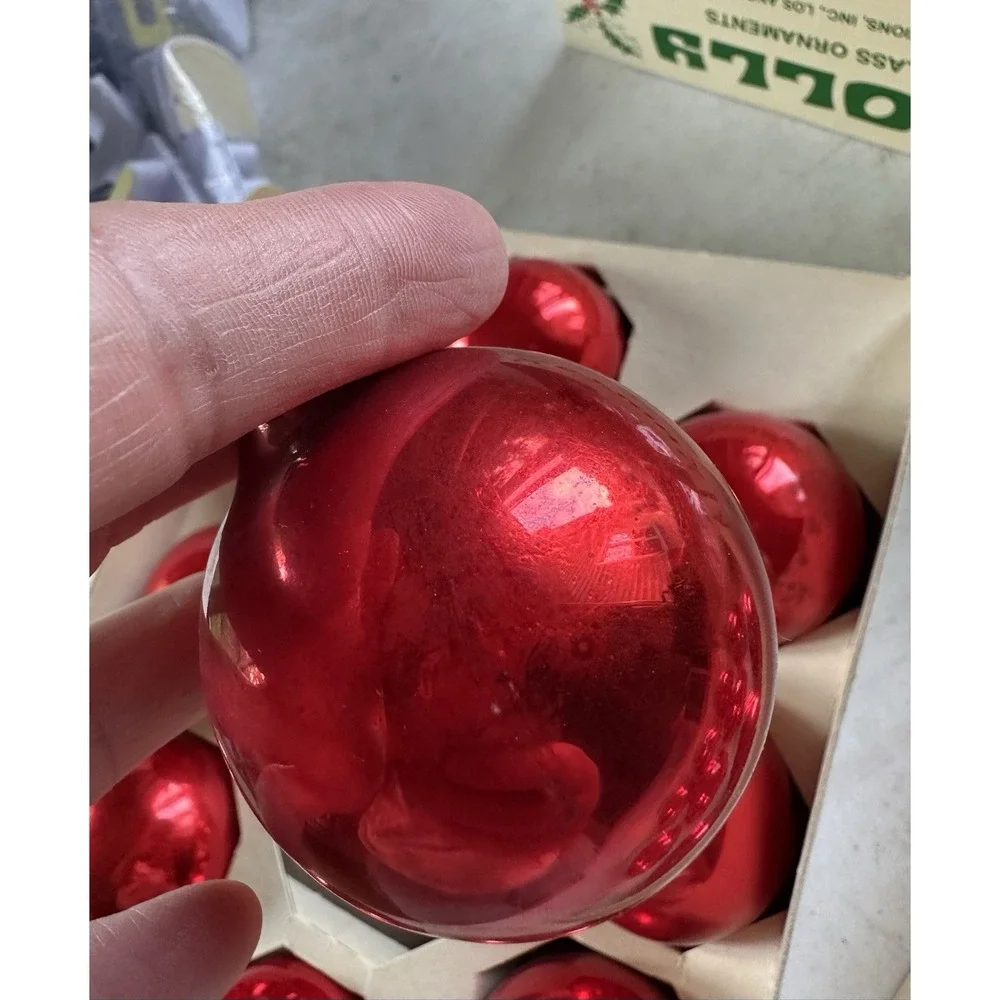 Vintage Holly Glass Ornaments 2¼